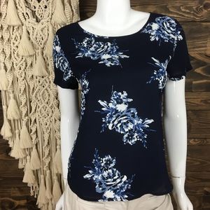 Simply‎ Styled | Floral Short Sleeve Blouse Keyhole Back